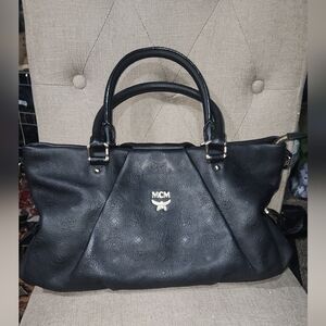 MCM black monogram engraved two way bag In Excellent Condition. No Callouts